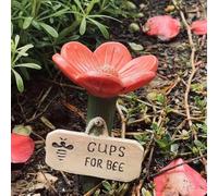 Bee Watering Station, Water Cups For Bees, Colorful Flower BeeCups with Stake Base, Outdoor Pollinator Drinking Feeder for Garden,Yard, Lawn & Patio - Resin Bee Water Feeder for Bees & Butterflies