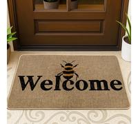 Bee Welcome Doormat Yellow Bee Door Mat for Outdoor and Indoor, Rustic Decor, Waterproof Rubber, Non-Slip, Easy to Clean, 29 x 17 Inch