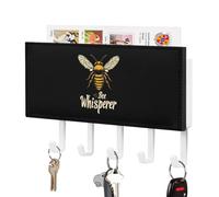 Bee Whisperer Decorative Key Holder Wall Mount PU Mail Organizer Key Rack with 5 Hooks