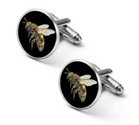 Bee with Forests Pattern Men's Cufflinks Classic Alloy Cuff Link Fashion Shirt Accessories for Business Party Wedding 2.0cm