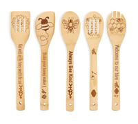 Bee Wooden Spoons Gifts for Cooking - Cool Engraved Kitchen Utensils Accessories Set, Bamboo Cooking Stuff for Home Decor - Perfect Kitchen Gifts for Mother's Day Wedding Baking