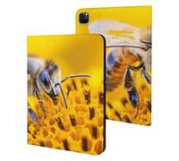 Bee Working on Flower Funny Tablet Cases Multi-Viewing Angels Trifold Stand Case Compatible with iPad Series