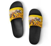 Bee Working on Flower Unisex Summer Sliders Waterproof Beach Slippers Lightweight Anti Slip House Shoes