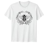 Bee Wreath Nature Insects Graphic T-Shirt Mens Casual Tee Womens Unisex Top L White