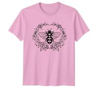 Bee Wreath Nature Insects Graphic T-Shirt Mens Casual Tee Womens Unisex Top M Light Pink