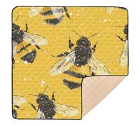 Bee Yellow Pattern Soft Thick Baby Playmat for Floor Lightweight Playroom Activity Mat for Baby Kids Toddlers Infants, 50'' x 50''