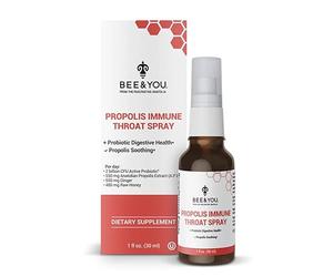 BEE&YOU Propolis and Probiotic Throat Spray with Ginger, Immune Support, Digestive Health, Antioxidants, Keto, Paleo, Gluten-Free, 1 Fl oz