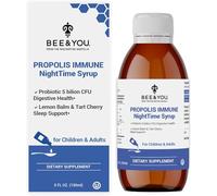 BEE&YOU Propolis Immune Night Time Syrup with Probiotic, Vitamin C, Immune Support, Digestive Health, Healthy Sleep, Antioxidants, Gut Health 5 Fl Oz