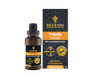 BEE&You Propolis Liquid Extract Drops, 20% Propolis, 30ml, Immune Support, Sore Throat Relief, Allergy Relief, Respiratory Support, Antioxidants, Keto, Paleo, Gluten-Free