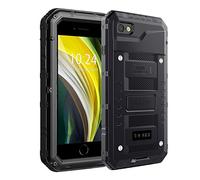 Beeasy Case for iPhone SE 2022/SE 2020 Shockproof Waterproof Built-in Screen Protector,Metal Cover Tough Heavy Duty Military Protective, Full Body Drop Proof Bumper for Outdoor Sport,Black