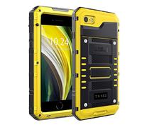 Beeasy Case for iPhone SE 2022/SE 2020 Shockproof Waterproof Built-in Screen Protector,Metal Cover Tough Heavy Duty Amour Military Protective, Full Body Drop Proof Bumper for Outdoor Sport,Yellow