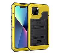 Beeasy for iPhone 13 Case Waterproof Heavy Duty Shockproof Tough Metal Armour Cover Dustproof Built-in Screen Protector, Robust 360 Full Body Military Protective Rugged Case for iPhone 13,Yellow