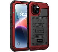 Beeasy for iPhone 14 Plus Case Waterproof Heavy Duty Shockproof Tough Metal Armour Cover Dustproof Built-in Screen Protector, 360 Full Body Military Protective Rugged Case for 14 Plus 6.7inch,Red
