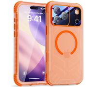Beeasy for iPhone 17 Pro Max Waterproof Case with Built-in Screen Protector, MagSafe Compatible, Come with Strap,360 Full Body Sealed heavy duty bumper Shockproof Cover - Orange