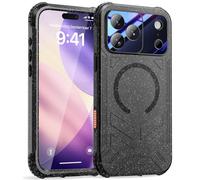 Beeasy for iPhone 17 Pro Max Waterproof Case with Built-in Screen Protector, MagSafe Compatible, Come with Strap,360 Full Body Sealed heavy duty bumper Shockproof Cover - Bling Black