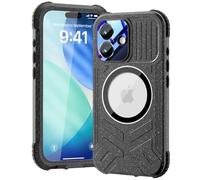 Beeasy for iPhone 17 Waterproof Case with Built-in Screen Protector, MagSafe Compatible, Come with Strap,360 Full Body Sealed heavy duty bumper Shockproof Cover - Bling Black