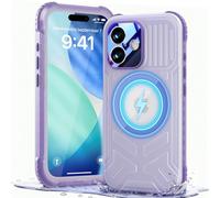 Beeasy for iPhone 17 Waterproof Case with Built-in Screen Protector, MagSafe Compatible, Come with Strap,360 Full Body Sealed heavy duty bumper Shockproof Cover - Purple
