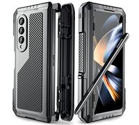 Beeasy for Samsung Galaxy Z Fold 4 Case with S Pen Holder and Hinge Protector, Samsung Fold 4 Case Shockproof Dustproof Heavy Duty Full Body Tough Metal Armor Cover with Screen Protector and Stand