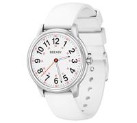 Beeasy Waterproof Nurse Watch - 38mm Analog Watch with 12/24 Time & Easy Read Luminous Dial, Soft Silicone Band for Comfort, Silent Second Hand Nursing Watch for Student Nurses & Doctors, Black(Gold