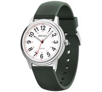 Beeasy Waterproof Nurse Watch - 38mm Analog Watch with 12/24 Time & Easy Read Luminous Dial, Soft Silicone Band for Comfort, Silent Second Hand Nursing Watch for Student Nurses & Doctors, Green