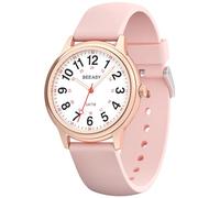 Beeasy Waterproof Nurse Watch - 38mm Analog Watch with 12/24 Time & Easy Read Luminous Dial, Soft Silicone Band for Comfort, Silent Second Hand Nursing Watch for Student Nurses & Doctors, Pink