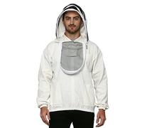 BEEATTIRE Bee Jacket with Veil - Chest Zipper - 100% Cotton Half Bee Suit - Beekeeping Veil Jacket - Beekeeper Jacket for Men & Women - White - Bee Jacket 5XL