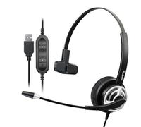Beebang USB Computer Headset with Microphone for PC, Laptop Headset with Volume Control & Mic Mute, Single Ear Office Headphones for Work Teams Online Meeting, Voice Recognition Headset for Dragon