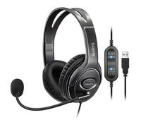 Beebang USB Headset with Microphone for PC Laptop, Wired Computer Headset with Noise Canceling Mic for Office Call Center Home Work Microsoft Teams, Conference Call, Voice Recognition, Dictation