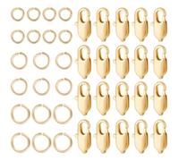 Beebeecarft 20Pcs Lobster Claw Clasps 10.5x10mm 18K Gold Plated Brass Small Lobster Clasps and Closures Connectors with 60Pcs 5/6/7mm Jump Rings for Jewellery Making Necklace Bracelets DIY Crafts