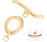 Beebeecraft 1 Box 1 Set Oval OT Clasp 925 Sterling Silver Toggle Clasps T Bar End Clasps for DIY Necklace Bracelet Jewelry Making (Gold)