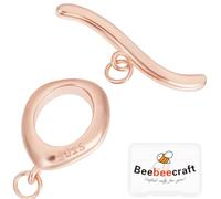 Beebeecraft 1 Box 1 Set Toggle Jewellery Clasps 925 Sterling Silver Oval OT Clasp T Bar End Clasps for DIY Necklace Bracelet Jewelry Making (Rose Gold)