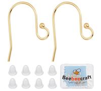 Beebeecraft 1 Box 10 Pair Earring Hooks 925 Sterling Silver 16.5x12mm French Earring Hooks with Polishing Cloth and Ear Nuts for Earrings Jewelry Making