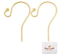 Beebeecraft 1 Box 10 Pairs Earring Hooks 18K Gold Plated Sterling Silver French Earring Hooks with Ball Dot Fish Ear Wires for Earrings Jewellery Making(Wire 0.7mm/21 Gauge/0.028 inch)