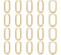 Beebeecraft 1 Box 10 Pairs Rectangle Hoop Earring for Women 18K Gold Plated Brass U Shape Trendy Geometric Oval Chunky Earring Hoop for Mother's Day Valentine's Day Jewellery Gift, 25x16x3mm