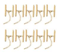 Beebeecraft 1 Box 10 Sets Slider Clasp Extender Tube Slide Cord Ends 18K Gold Plated End Bar Lobster Clasp Kit for Bead Loom Multi-Strand Necklace Bracelet Jewelry Making Findings Crafts