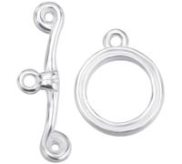 Beebeecraft 1 Box 10 Sets Toggle Clasp Sterling Silver Plated Round Ring Toggle T Bar Clasps Connector Sets for Necklace Bracelet DIY Jewellery Making