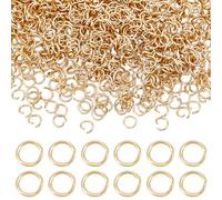 Beebeecraft 1 Box 1000Pcs Open Jump Rings 5mm 24K Gold Plated Round Rings Single Loop Small Circle Frames Key Chain Connector for Bracelet Necklace Jewellery Making