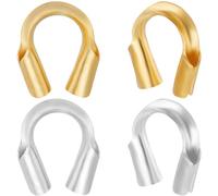 Beebeecraft 1 Box 100Pcs 2 Colors Jewellery Wire Guardians 18K Gold Plated & Platinum Plated U Shape Wire Guard Loops Thread Protector for Jewelry Making Bracelet Necklaces(Hole: 0.5~0.6mm)