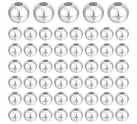 Beebeecraft 1 Box 100Pcs 2mm Spacer Beads Sterling Silver Smooth Round Large Hole Loose Ball Beads for Jewellery Making Bracelets Necklace Hole 0.9mm