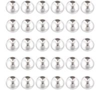 Beebeecraft 1 Box 100Pcs 6mm 925 Sterling Silver Plated Small Round Spacer Beads Ball Smooth Loose Beads for Bracelet Necklace Jewellery Making Craft Supplies (Hole: 2mm/0.8in)