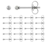 Beebeecraft 1 Box 100Pcs Ball Stud Earrings for Women 304 Stainless Steel Tiny Mini Silver Small Post Earrings Valentine's Day (Ball: 2mm)