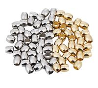 Beebeecraft 1 Box 100Pcs Barrel Spacer Beads 18K Gold Plated 304 Stainless Steel 6 x 6mm Silver European Bead for Bracelets Jewelry Making DIY Findings (Hole: 4mm)