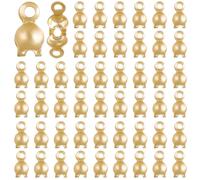 Beebeecraft 1 Box 100Pcs Bead Tips End Caps Real 24K Gold Plated Open Bead Tip Knot Covers Crimping Clamshells Terminators Wire Crimp End Caps for Jewelry Making Findings Bracelets DIY Crafts