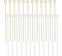Beebeecraft 1 Box 100Pcs Eye Pins 18K Gold&925 Sterling Silver Plated Open Flat Head Bendable Eye Pins 50mm for Jewelry Making Beading Earring Bracelet Necklace DIY