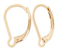 Beebeecraft 1 Box 100Pcs Leverback Earring Hooks 24K Gold Plated French Earring Hooks Earwire Findings 16.5x10mm for DIY Jewellery Making