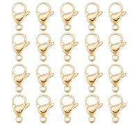 Beebeecraft 1 Box 100Pcs Lobster Claw Clasps 24K Gold Plated 304 Stainless Steel 11x7x3.5mm Jewellery Lobster Clasps for Jewellery Making Bracelets Necklace