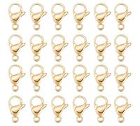 Beebeecraft 1 Box 100Pcs Lobster Claw Clasps 24K Gold Plated 304 Stainless Steel 9mm Jewellery Lobster Clasps for Jewellery Making Bracelets Necklace