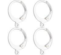 Beebeecraft 1 Box 100Pcs Round Leverback Earring Hooks 925 Sterling Silver Plated 304 Stainless Steel French Huggie Hoop Earring Findings for Jewellery Making DIY Crafts