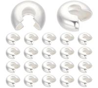 Beebeecraft 1 Box 100Pcs Silver Crimp Beads Covers 925 Sterling Silver Plated Open Half Round Crimping Knot Cover Small Spacer Beads for Jewelry Making Assortments DIY Crafts Bracelets