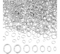 Beebeecraft 1 Box 1050Pcs Oval Jump Rings 7 Sizes 304 Stainless Steel Jewelry Clasp Connector Loops Silver Open Jump Rings for Necklaces Pendants Earrings Bracelets Repair Jewelry Making Findings